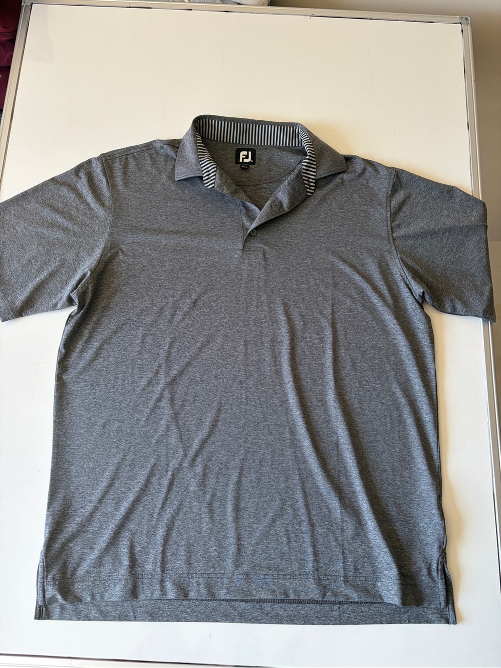 FootJoy Gray performance golf polo shirt striped collar detailing stretch men XL